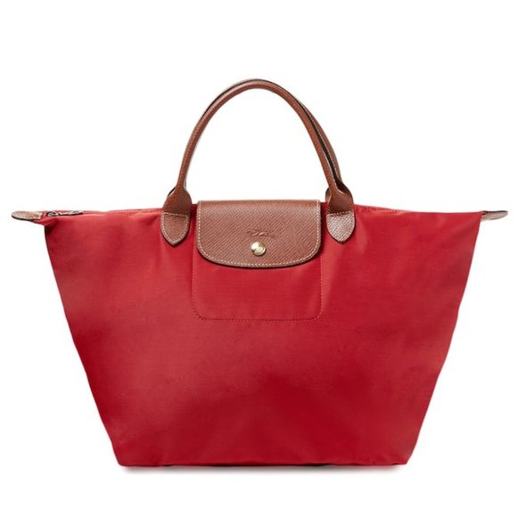 NWT LONGCHAMP Le Pliage Type M Medium Short Handle Tote Rouge RED AUTHENTIC - Picture 1 of 16